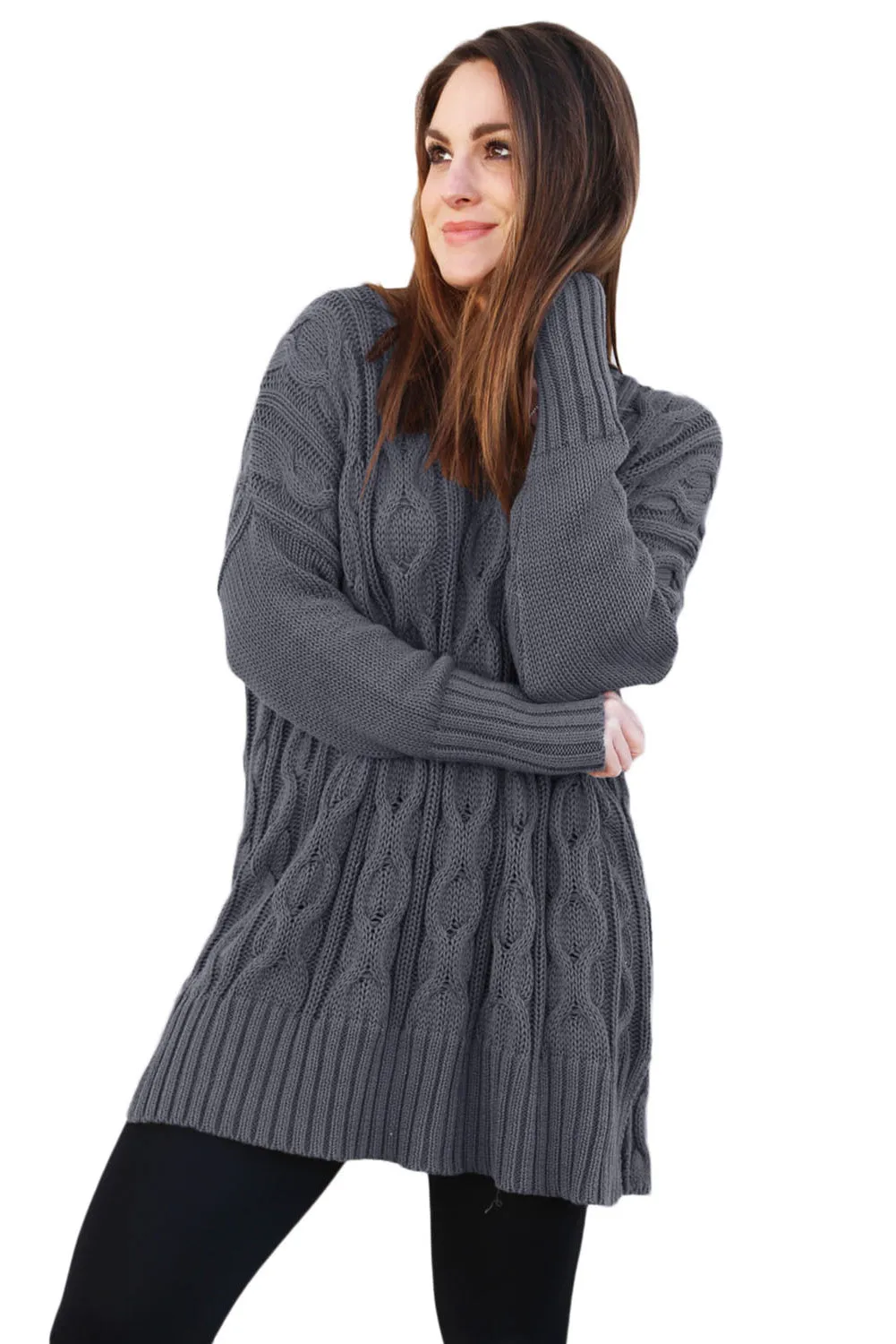 Sexy Gray Oversized Cozy up Knit Sweater