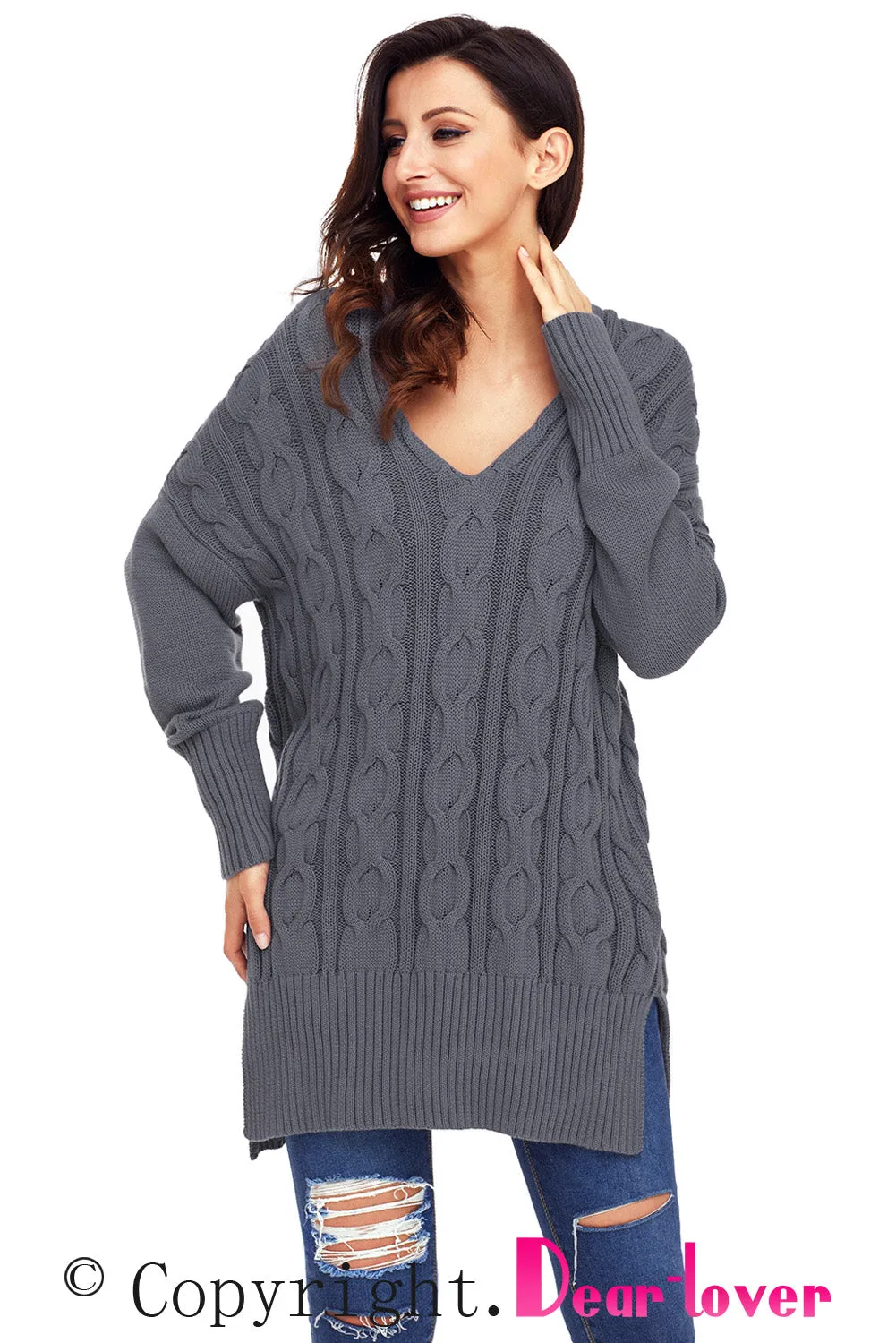 Sexy Gray Oversized Cozy up Knit Sweater