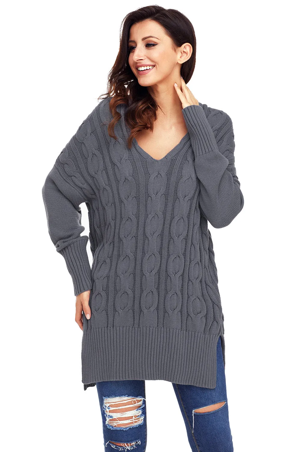Sexy Gray Oversized Cozy up Knit Sweater