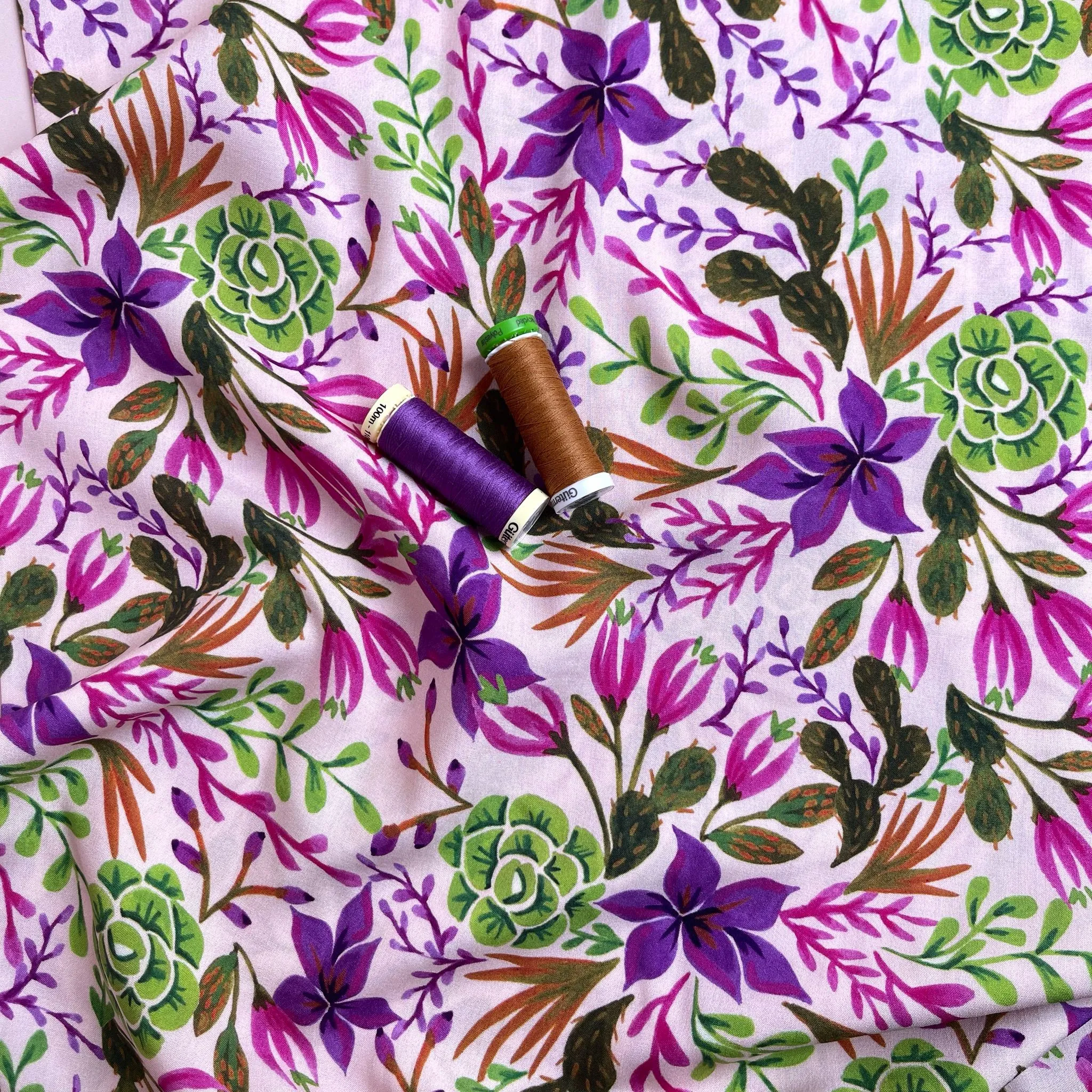 Succulent Blossoms LENZING™ ECOVERO™ Viscose Fabric