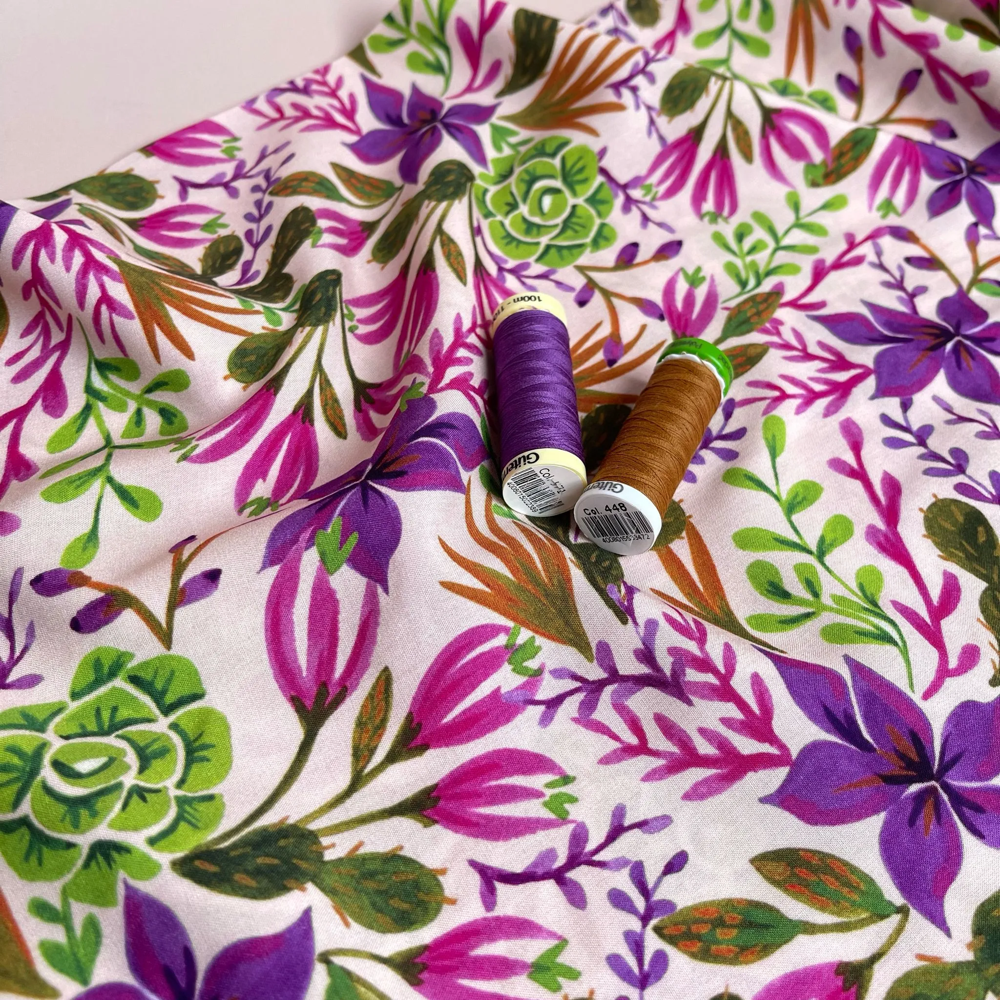 Succulent Blossoms LENZING™ ECOVERO™ Viscose Fabric