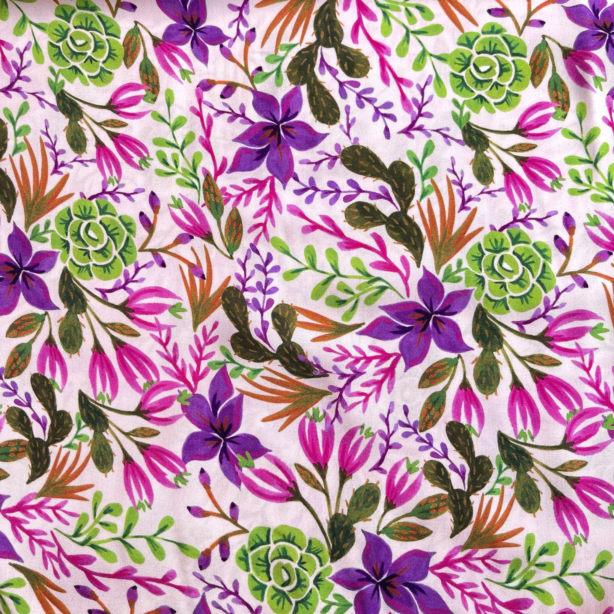 Succulent Blossoms LENZING™ ECOVERO™ Viscose Fabric