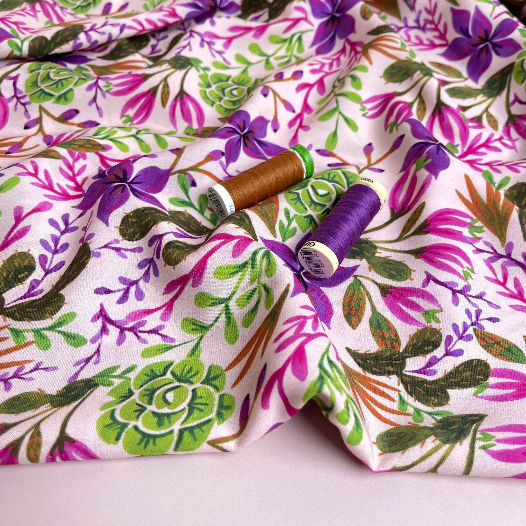 Succulent Blossoms LENZING™ ECOVERO™ Viscose Fabric