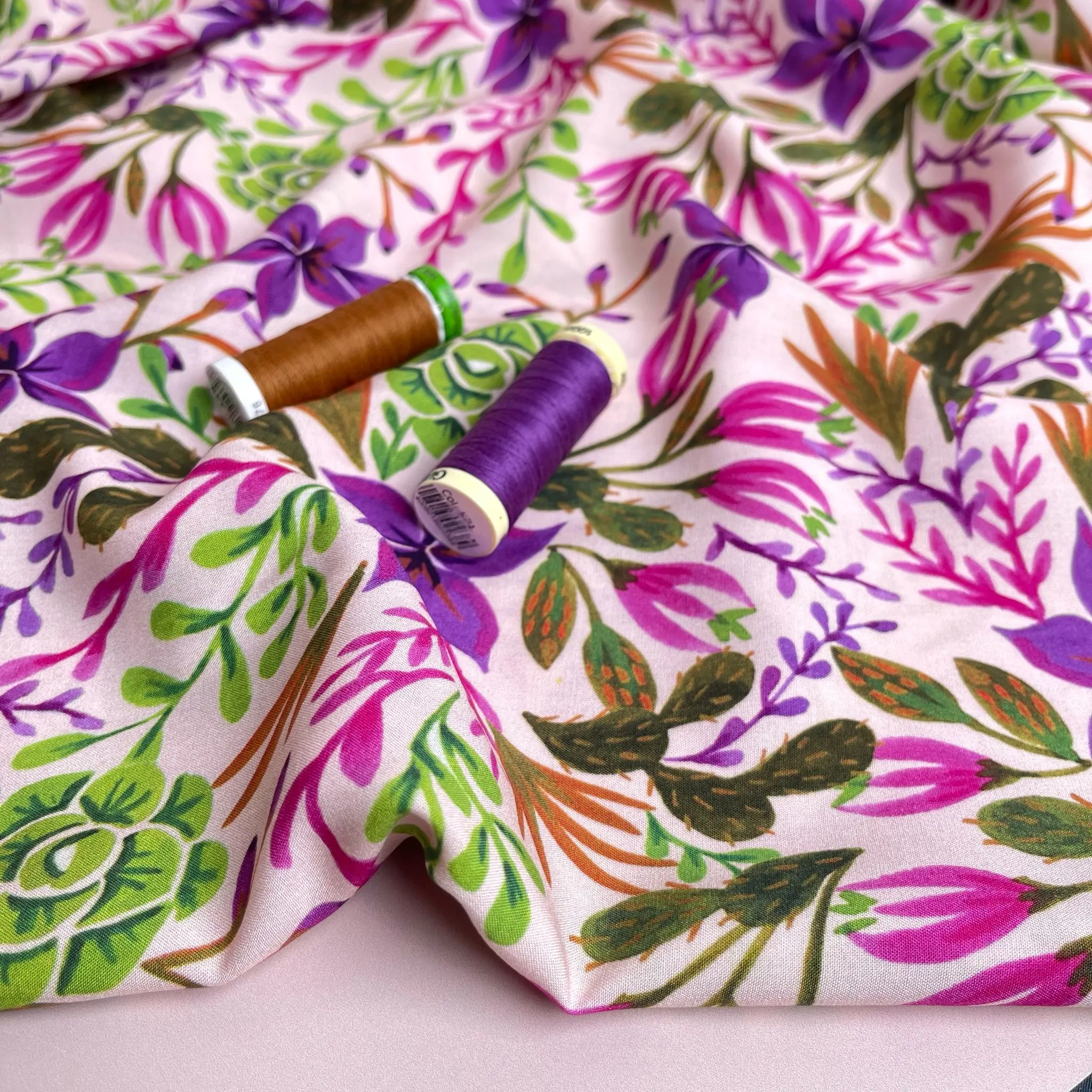 Succulent Blossoms LENZING™ ECOVERO™ Viscose Fabric