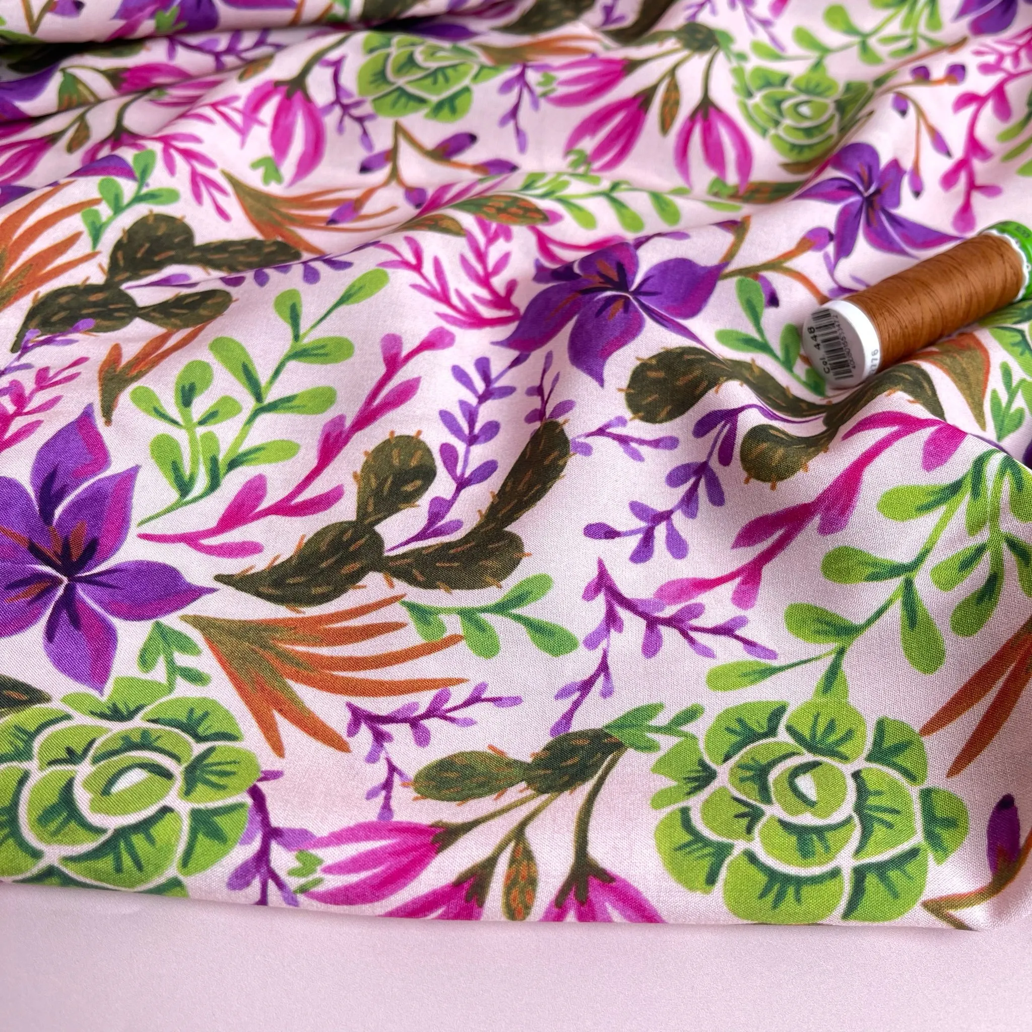 Succulent Blossoms LENZING™ ECOVERO™ Viscose Fabric