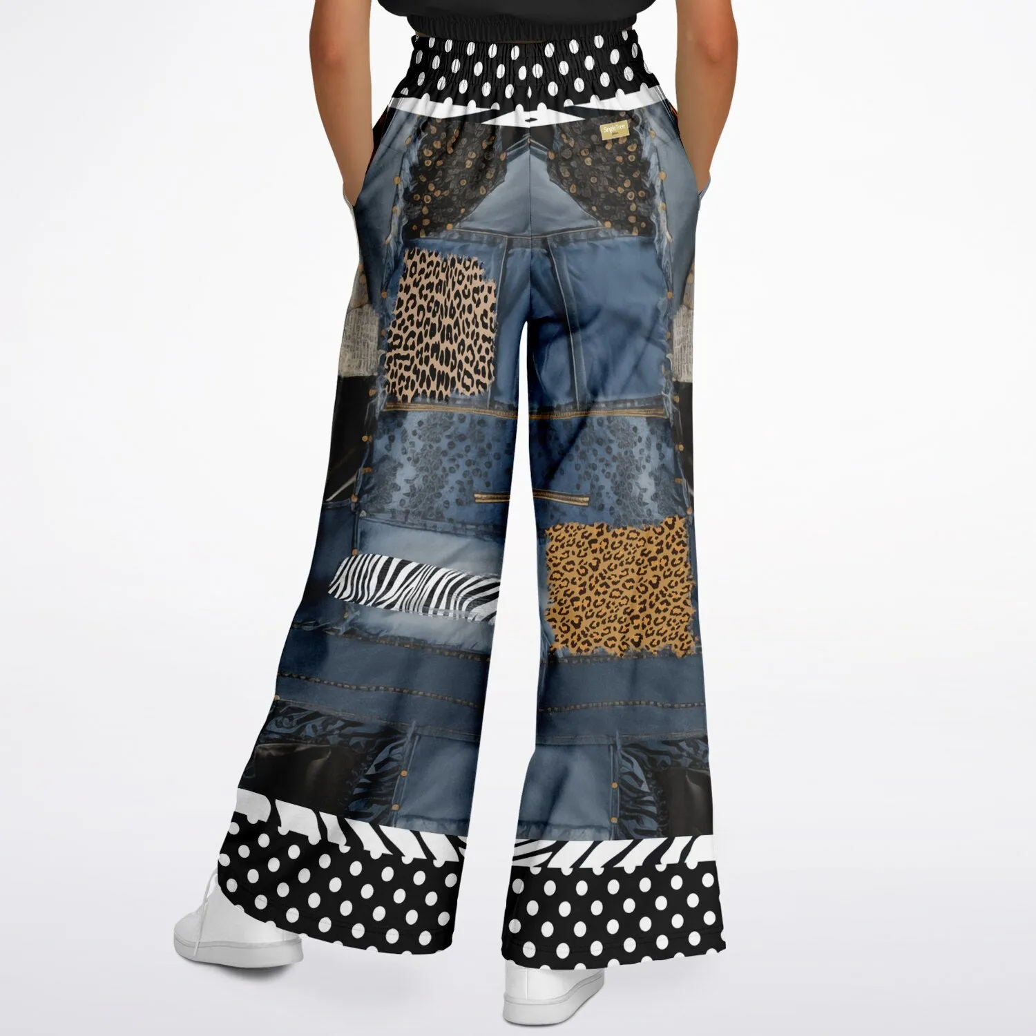 Wild Denim Patchwork Haberdashery Eco-Poly Wide Leg Pants