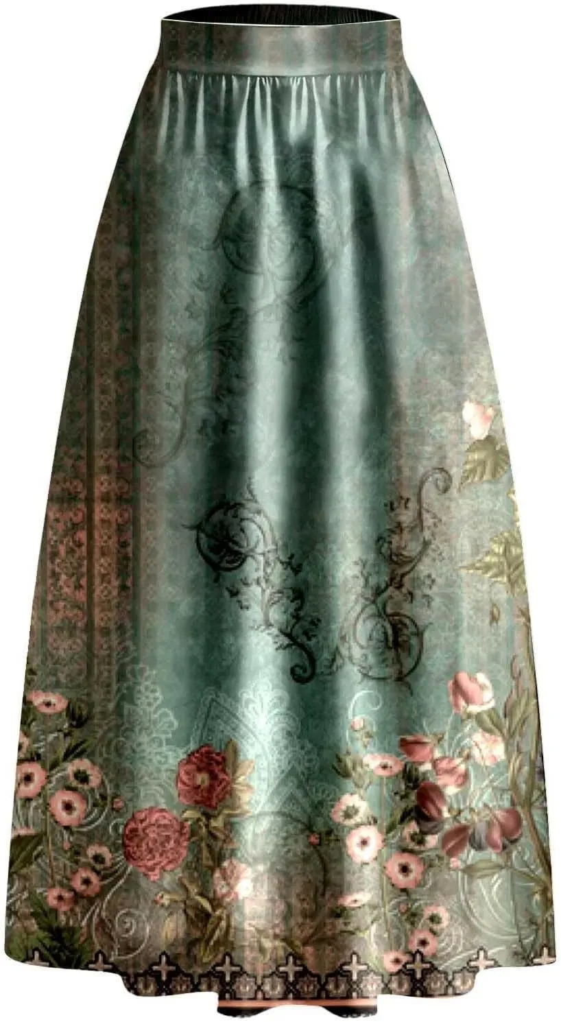 Womens Bohemian Flowy Floral Print Boho Long Maxi Skirts for Women Trendy Summer Casual Pleated Skirt Dress 2025