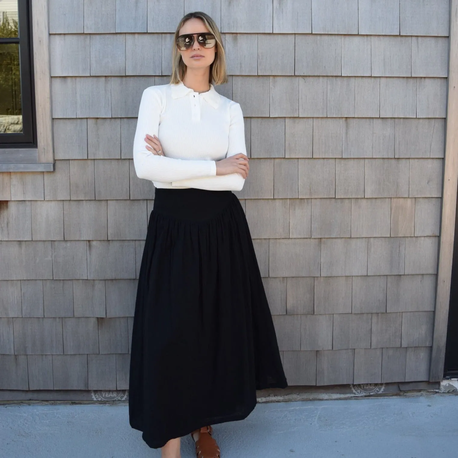 Yoke Linen Maxi | Black [Final Sale]