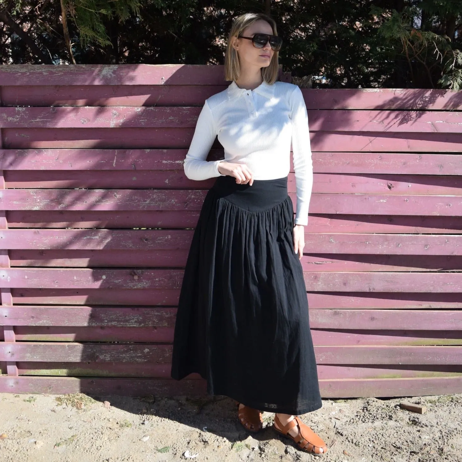 Yoke Linen Maxi | Black [Final Sale]