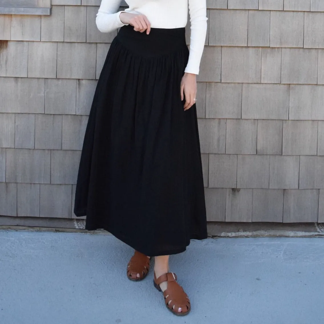 Yoke Linen Maxi | Black [Final Sale]